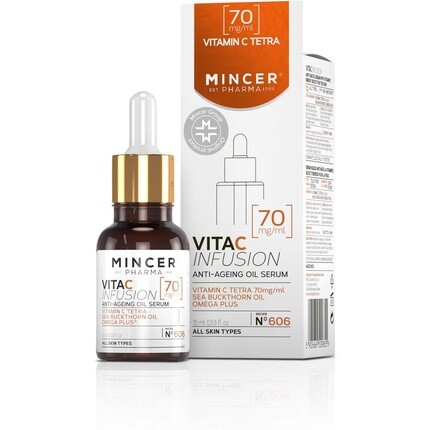 

Mincer Pharma Vita C Infusion Антивозрастная масляная сыворотка Тетра 70 мг/мл с маслом облепихи и омега плюс 15 мл, Mincer Est. Pharma 1989