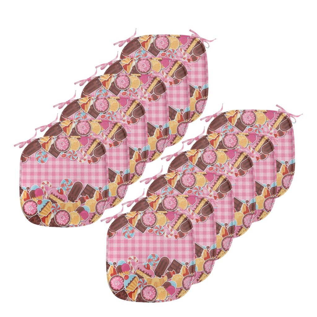 

Подушки для обеденного стула ABAKUHAUS Candy, сахарный торт Candy Biscuit, декоративная водонепроницаемая подушка с ремнями для кухонных сидений, 40 см x 40 см — упаковка из 12 шт., коричневый, нежно-розовый, мультиколор