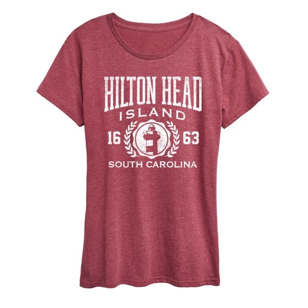 

Женская футболка Hilton Head Island с колледж-принтом Unbranded, красный