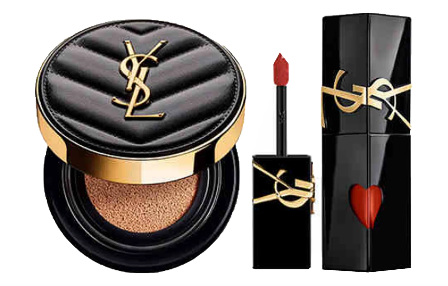 SAINT LAURENT Набор жидких помад Leather Air Cushion Black Tube для макияжа с эффектом натурального тона и осветления кожи, Leather Air Cushion B20+Black Tube Velvet Edition 216 — фото 2