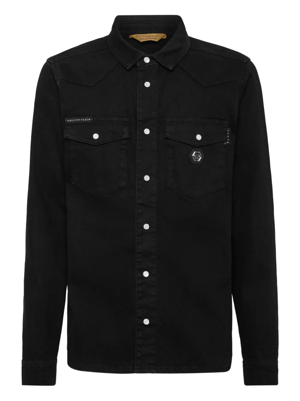 

Джинсовая рубашка с логотипом Philipp Plein, черный