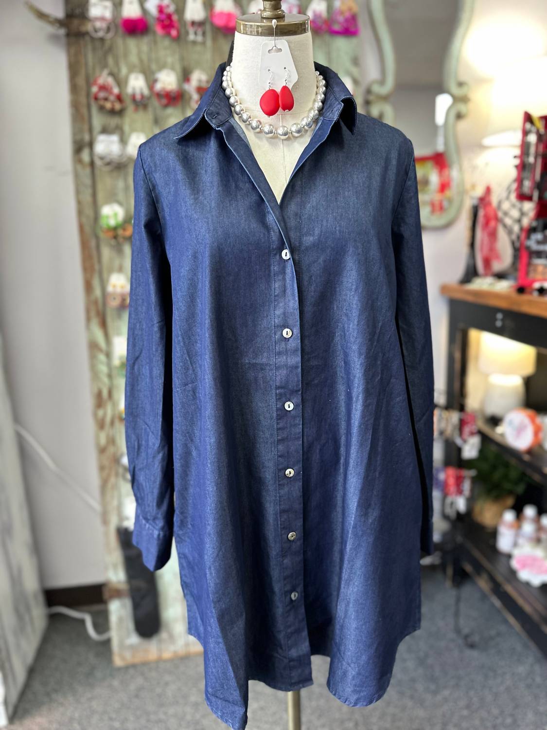 

Женское платье-туника What I'M Feeling из шамбре Boho Chic, цвет chambray