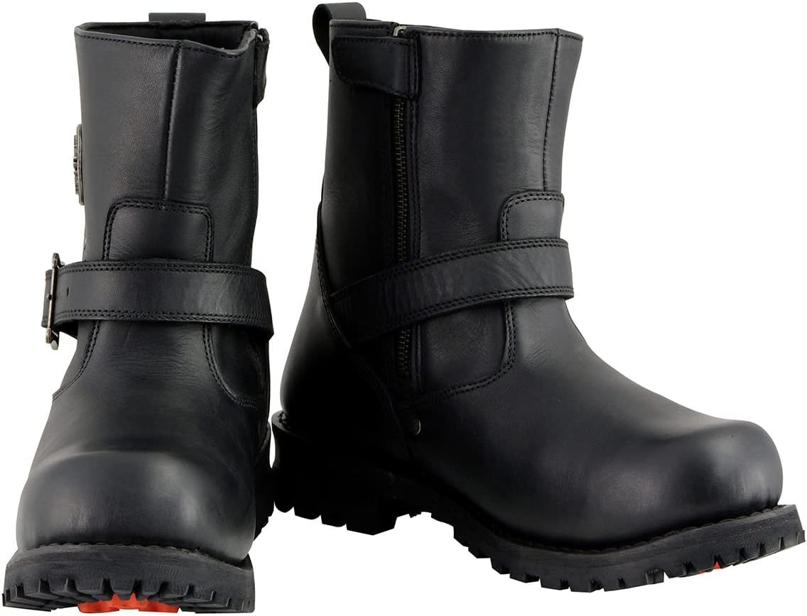 Мужские черные кожаные мотоциклетные сапоги Milwaukee Leather широкого размера, классические инженерные, 15 см, с боковой молнией MBM9040W - 9.5W ‎Milwaukee Leather — фото 2
