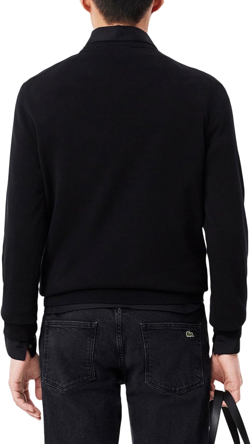 Lacoste мужской свитер с длинным рукавом и круглым вырезом, Regular Fit, Black — фото 3