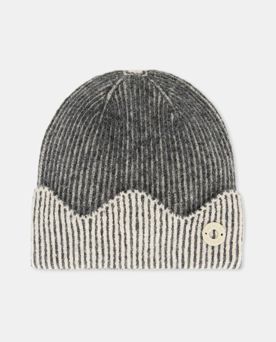 

Двухцветная вязаная шапка в рубчик Jo & Mr. Joe