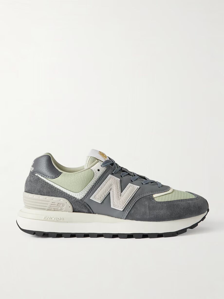 Кроссовки 574 из кожи, замши и сетки New Balance, серый