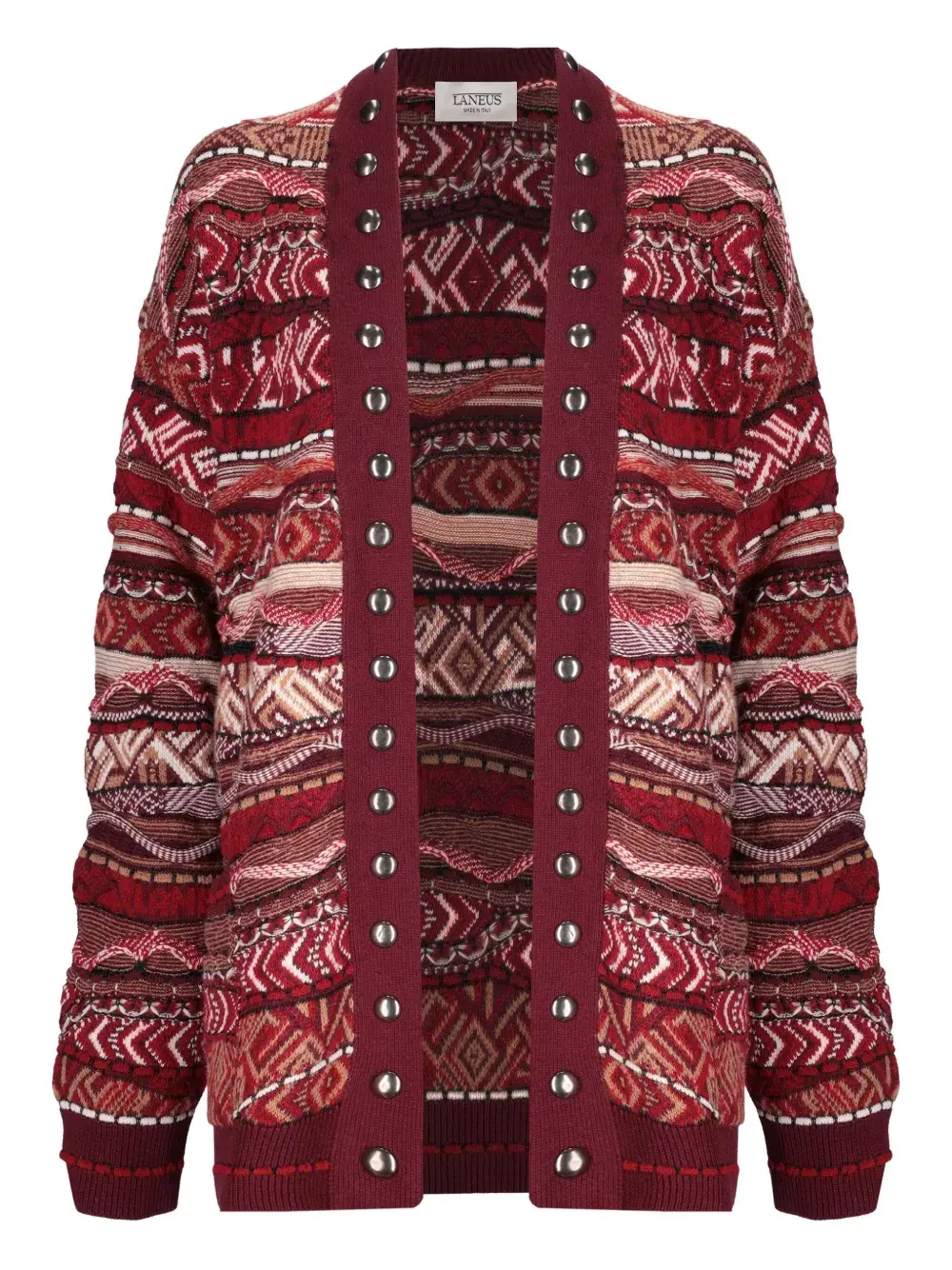 

Кардиган с узором и заклепками Laneus, красный