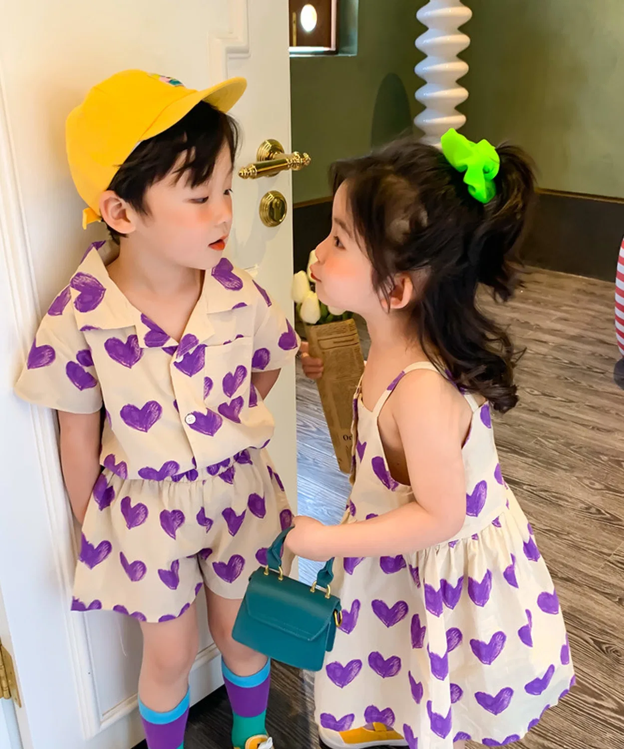 Детский костюм с сердечками aimoha-KIDS, желтый — фото 3