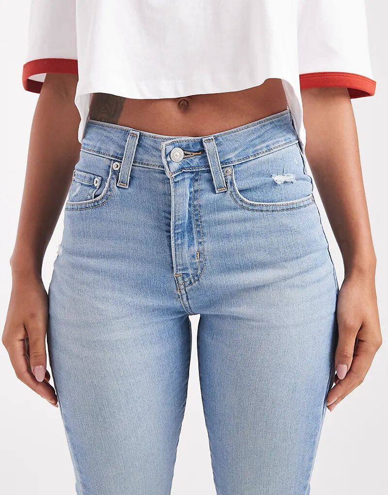 Джинсы-скинни Levi's 721 с высокой посадкой светло-голубого цвета — фото 4