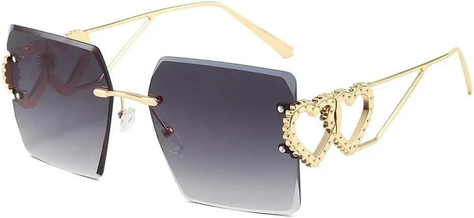 

MUTYNE Модные металлические солнцезащитные очки в крупной оправе, ретро-очки без оправы с сердечками, классические модные очки для вождения, защита от ультрафиолета UV400, C6