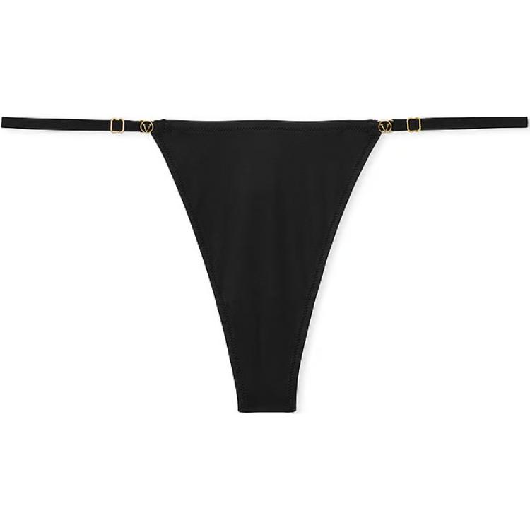 Victoria's Secret Трусики-стринги Dreamy Collection DREAM ANGELS с кружевной отделкой, Black, 1 шт