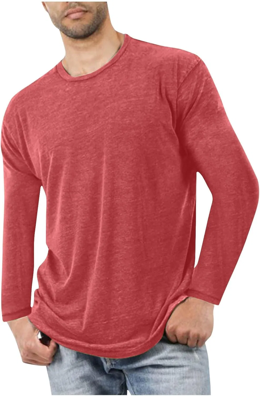Футболка с длинным рукавом, Polyester/Cotton, Generic, Red