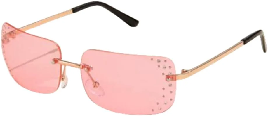 

Винтажные солнцезащитные очки без оправы для женщин, роскошные, модные, с градиентным затемнением, защита от УФ-излучения UV400 TOIPASTN, Pink
