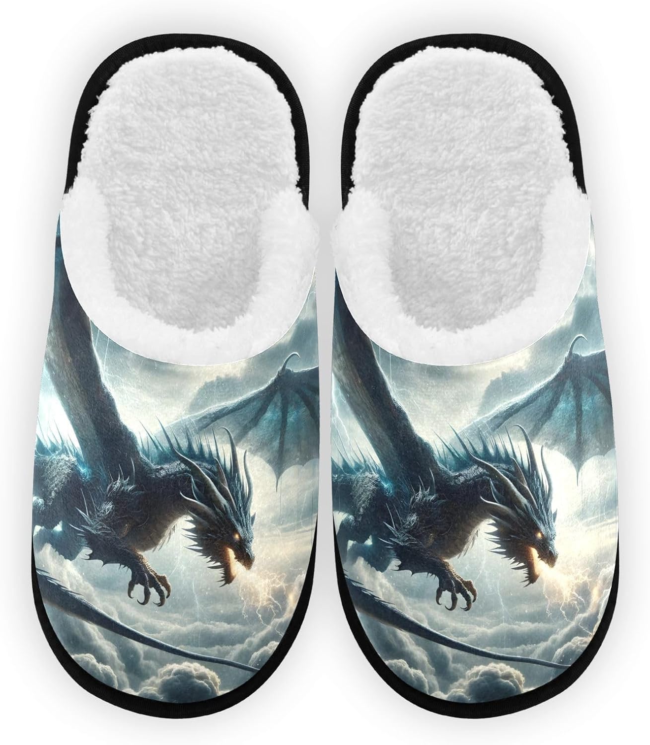 

Плюшевые тапочки FENOCHE для женщин и мужчин, теплые и удобные, для путешествий и спа, домашние тапочки с противоскользящей подошвой, Dragon