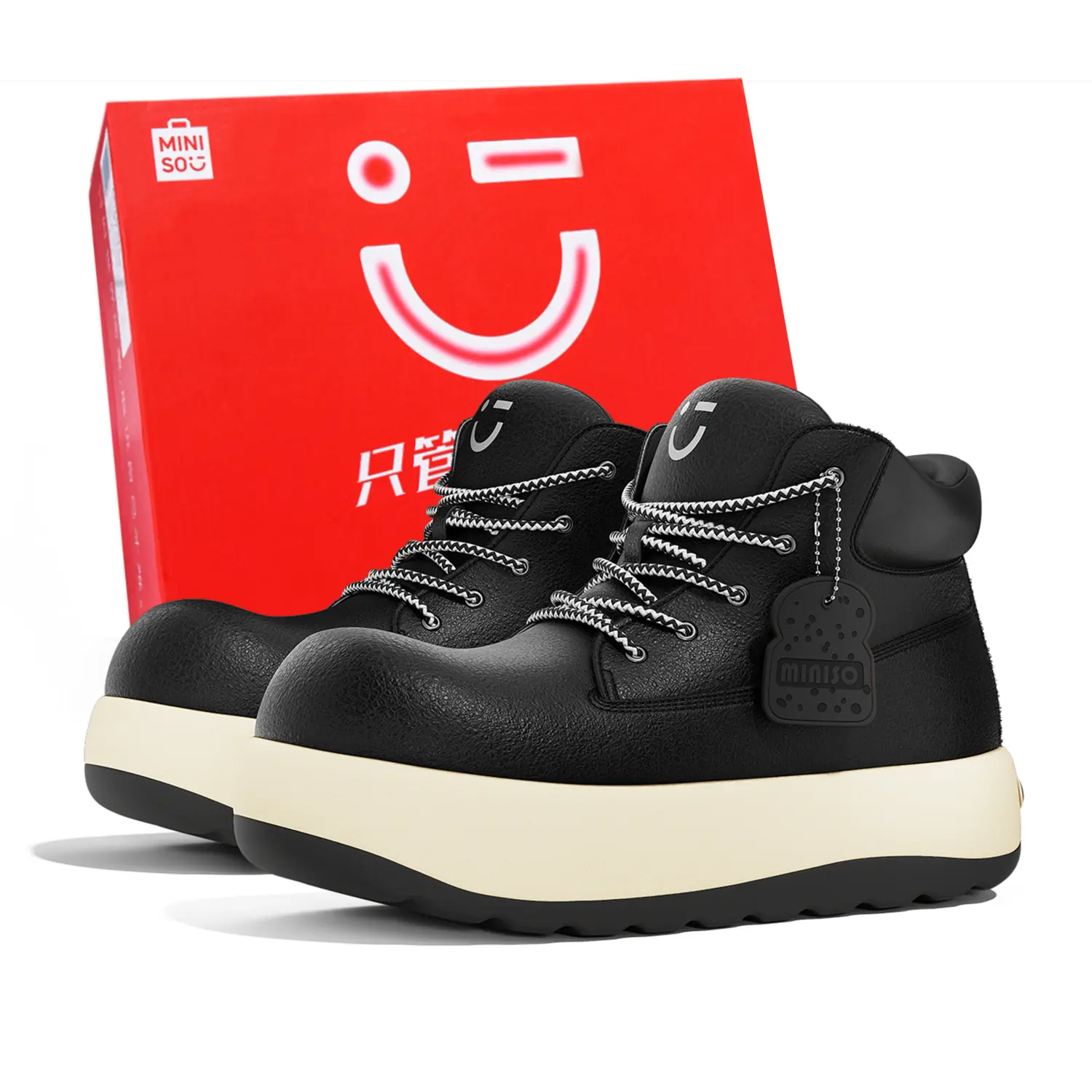 

MINISO Черные унисекс ботинки Мартин до щиколотки, цвет Black