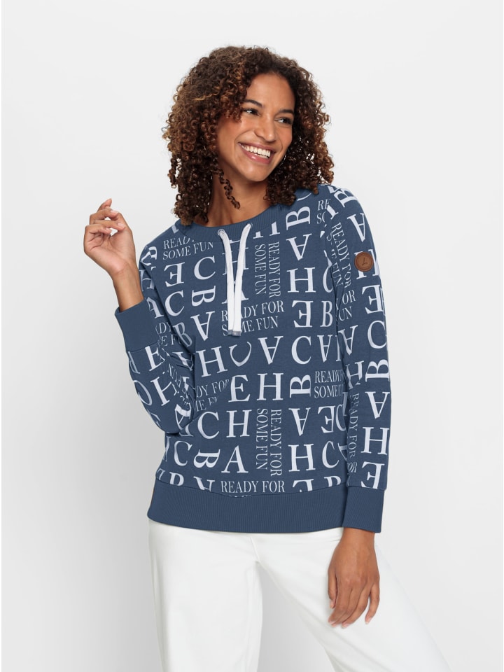 

Толстовка темно-синего цвета с принтом экрю WITT WEIDEN