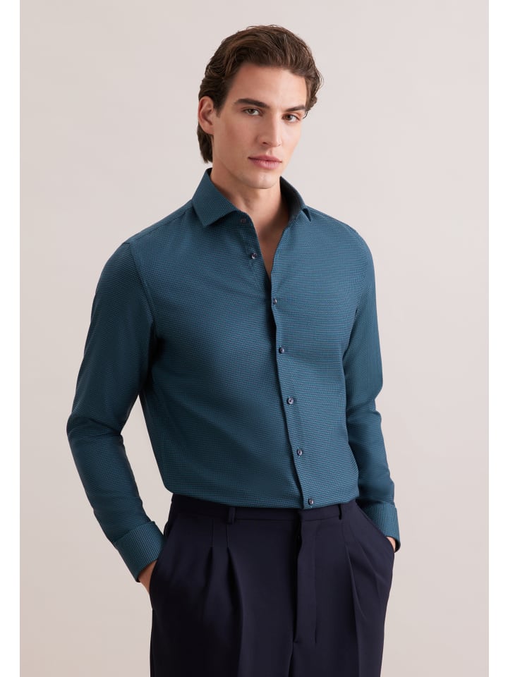 

Seidensticker Приталенная деловая рубашка бирюзового цвета