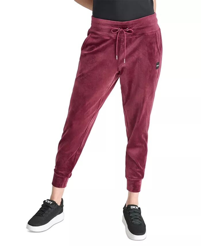 

Женские велюровые брюки-джоггеры Platinum Slim-Fit DKNY, красный