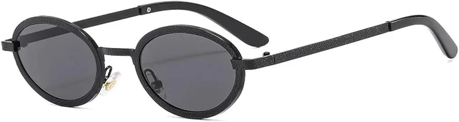 

Винтажные круглые солнцезащитные очки для женщин и мужчин, маленькие овальные металлические, роскошные, с защитой от УФ-излучения UV400 UATXTAU, Black-black