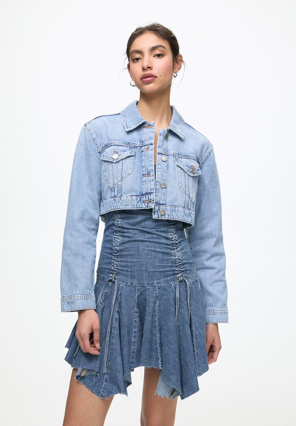 

Джинсовая куртка Basic Cropped PULL&BEAR, синий
