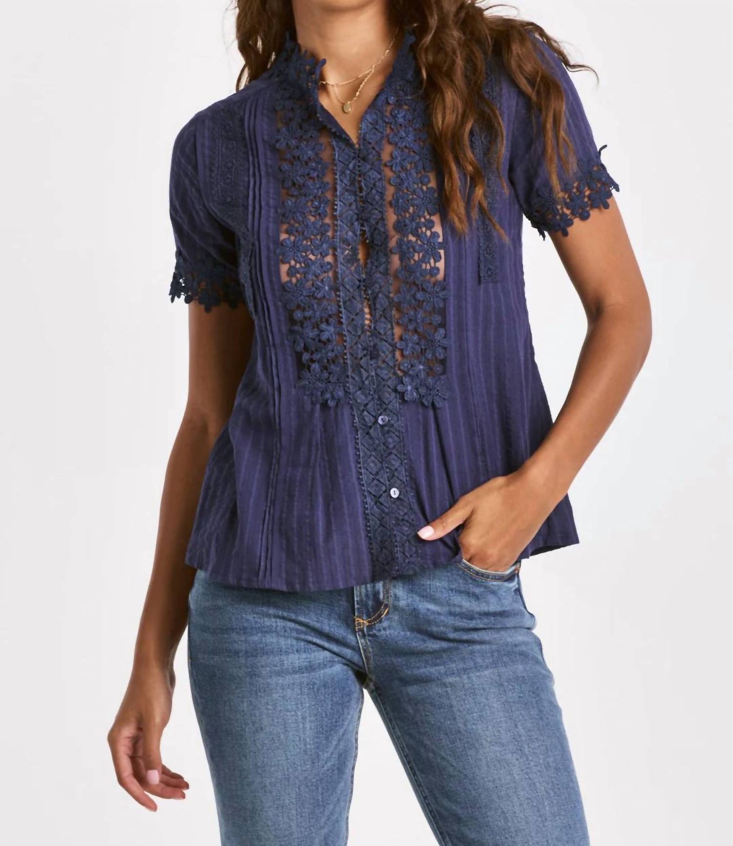 

Топ Jazlyn Floral Mesh в цвете French Blue DEAR JOHN DENIM