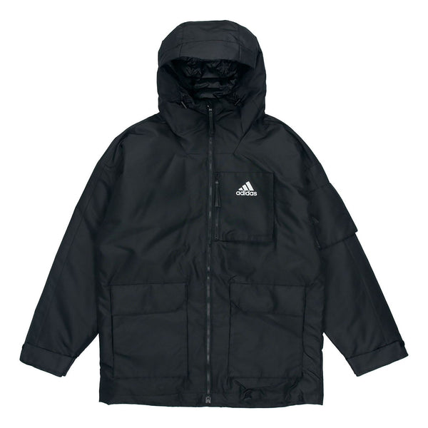 

Пуховик adidas Logo Multiple Pockets Outdoor Sports Down Jacket Black, мультиколор