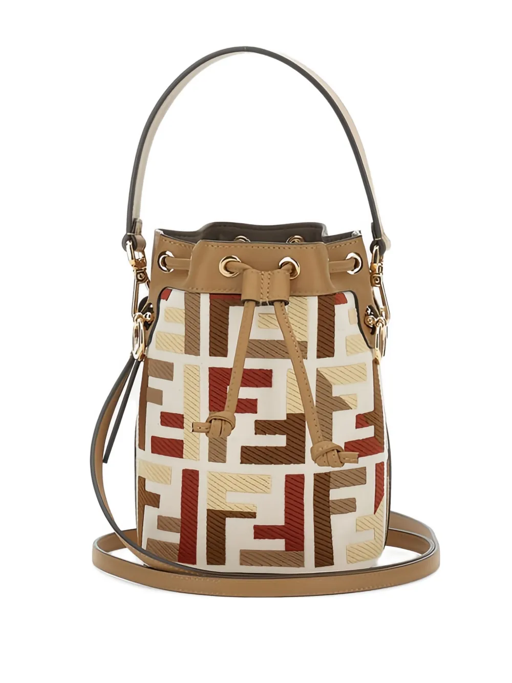 

Мини-сумка-ведро Mon Tresor с вышивкой FF Fendi, бежевый