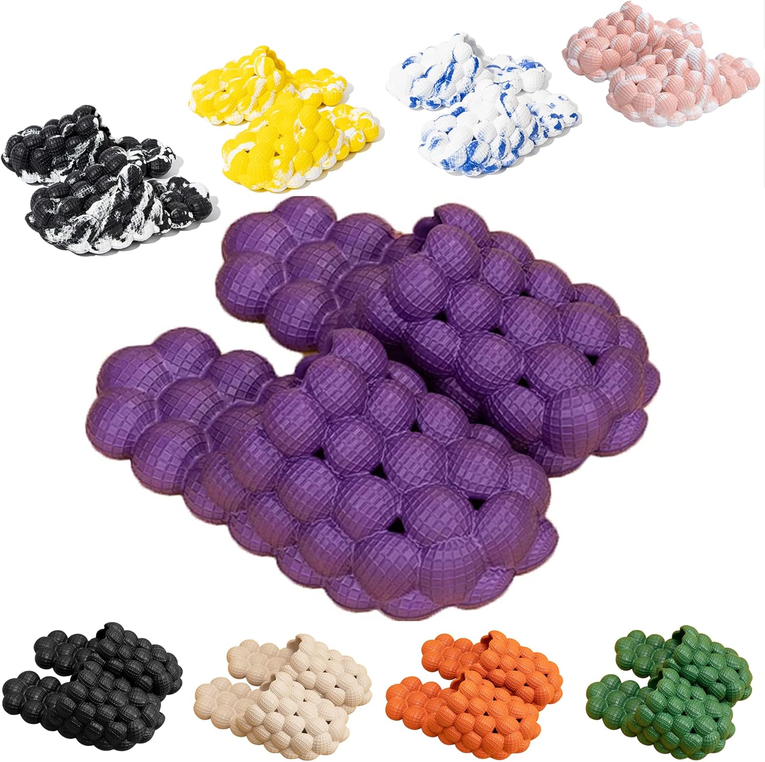 

PLOVELXN Шлепанцы-тапочки, забавные массажные тапочки-шлепанцы для женщин, нескользящие спа-сандалии, шлепанцы для мужчин, мягкие шлепанцы-подушки для снятия стресса, унисекс, фиолетовый