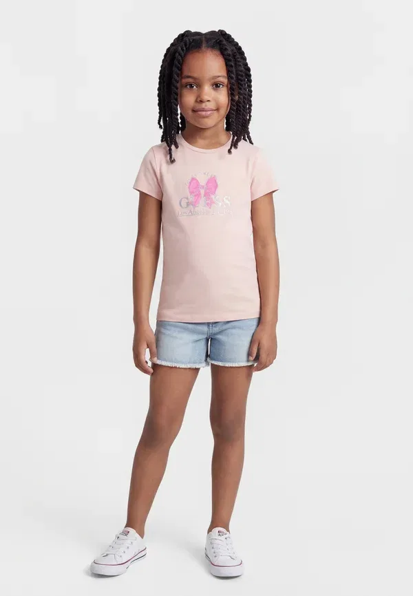 Футболка принтованная Guess Junior, цвет кукольный розовый
