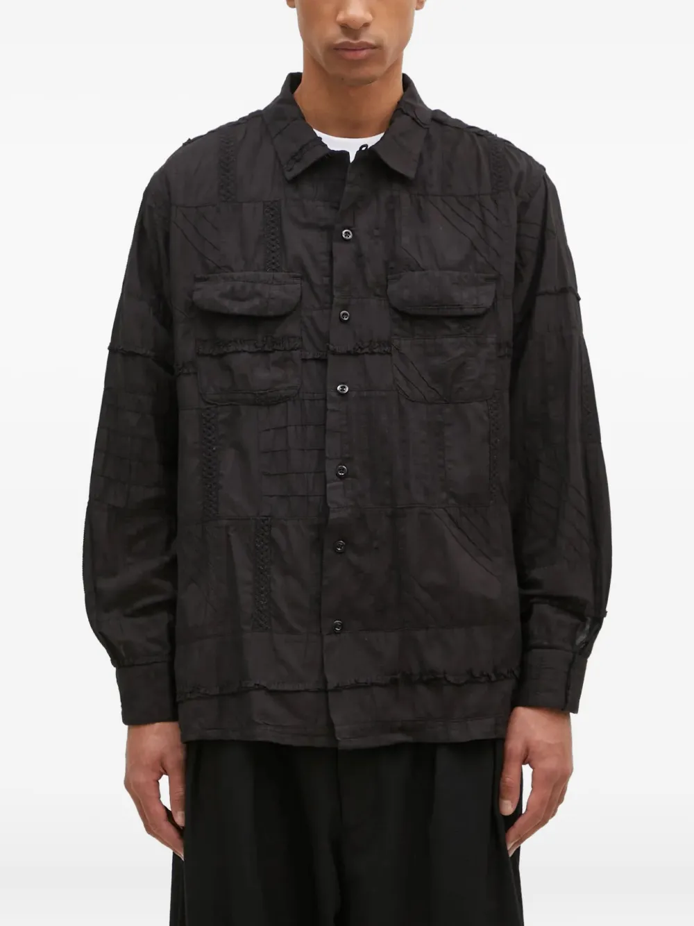 

Куртка-рубашка в технике пэчворк Engineered Garments, черный