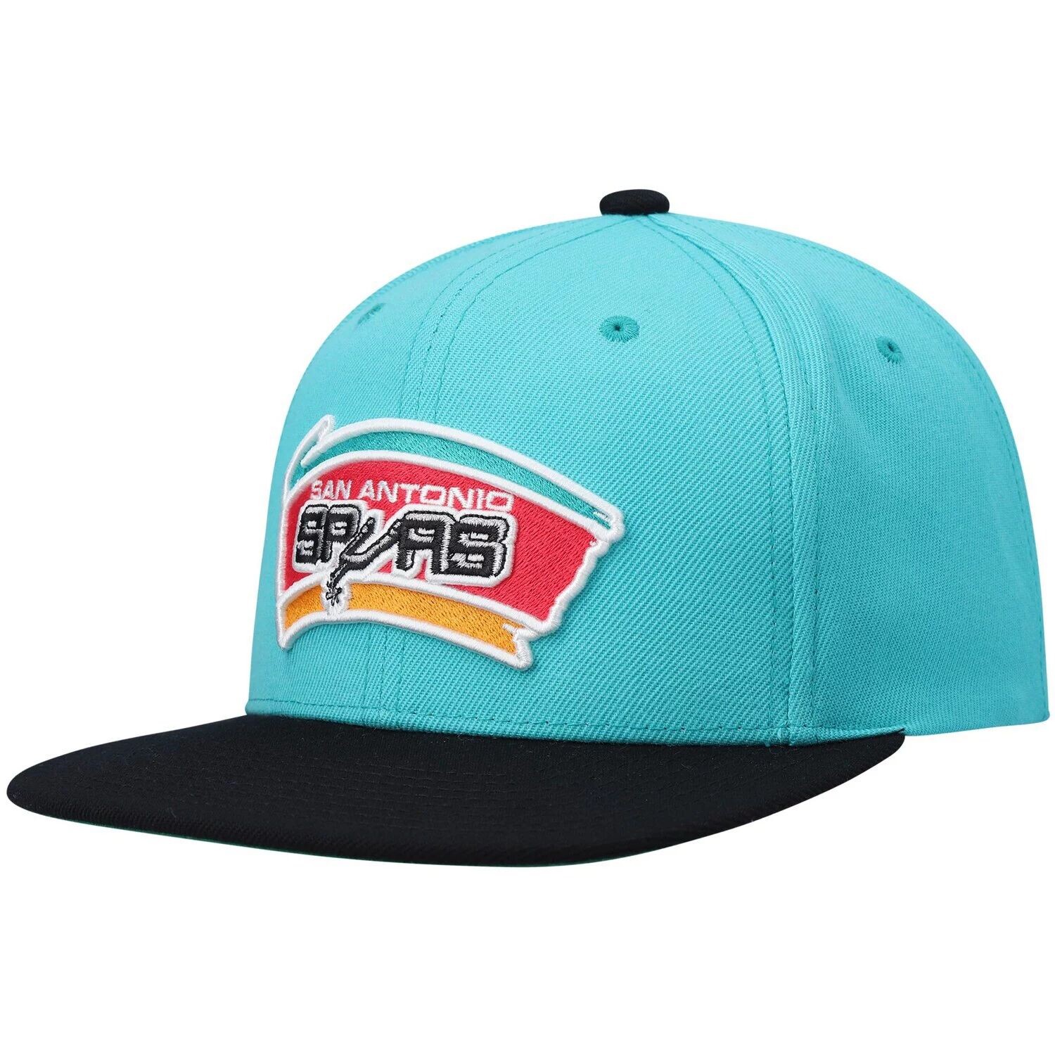 

Мужская двухцветная бейсболка Snapback 2.0 Mitchell & Ness Teal/Black San Antonio Spurs Hardwood Classics Team