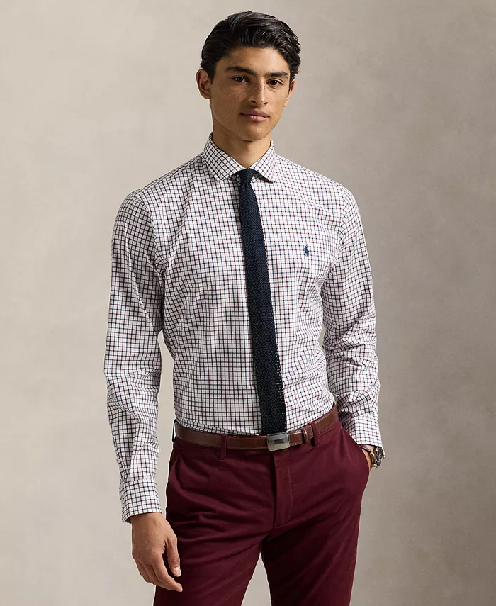 

Мужская рубашка классического кроя из эластичного поплина в клетку Polo Ralph Lauren, мультиколор
