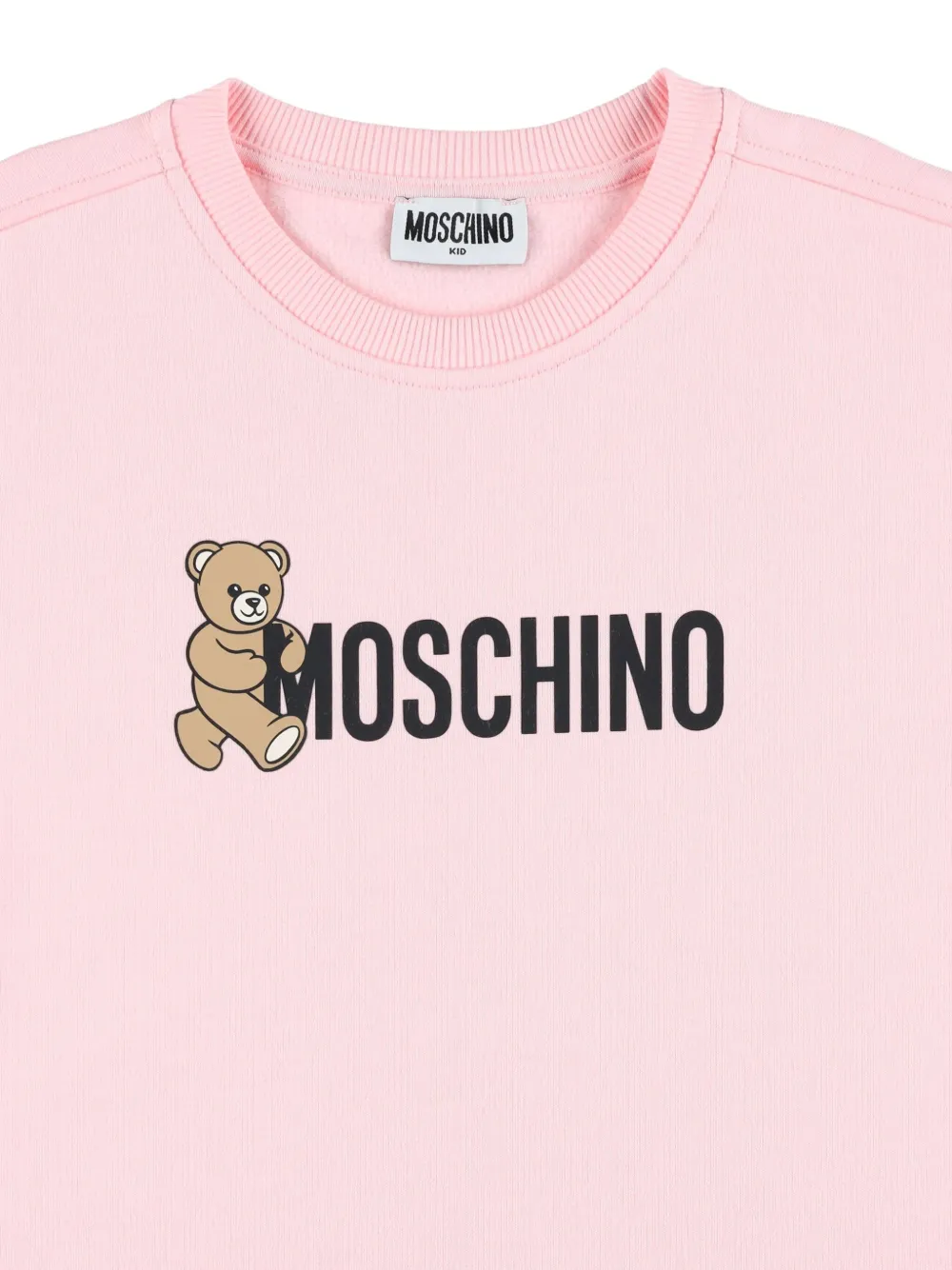 Короткое флисовое платье с логотипом Тедди Moschino Kids, розовый — фото 3