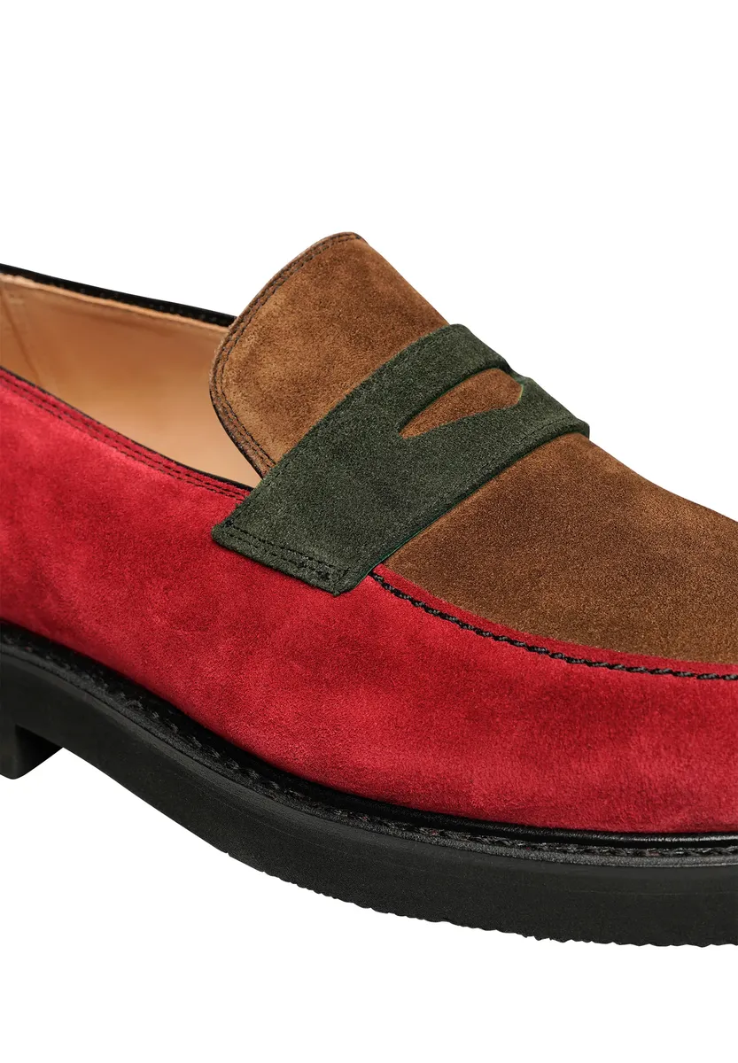 Лоферы Henry Stevens "Haywood PL business Shoes", мужские полуботинки кожаные ручной работы, костюмные туфли-тапочки, красный — фото 3