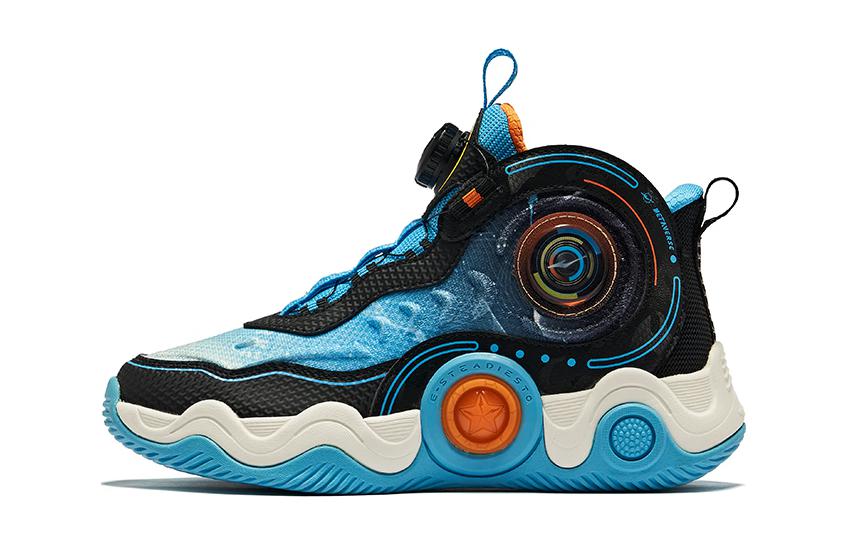 

Высокие детские баскетбольные кроссовки Black Blue для подростков ERKE KIDS, Positive черный/ice jade синий