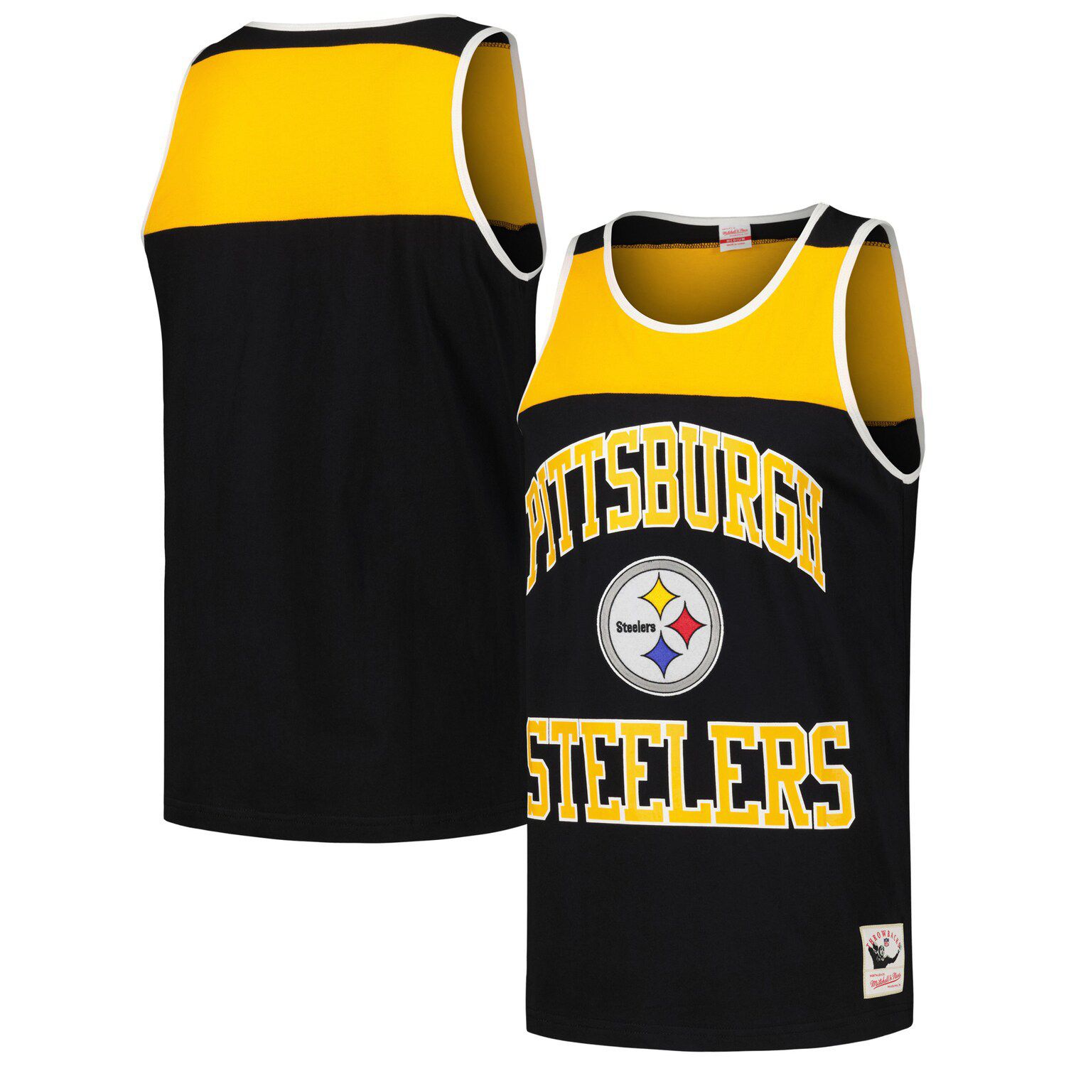 

Мужская майка Mitchell & Ness черного/золотого цвета с цветными блоками Pittsburgh Steelers Heritage, Черный, Мужская майка Mitchell & Ness черного/золотого цвета с цветными блоками Pittsburgh Steelers Heritage