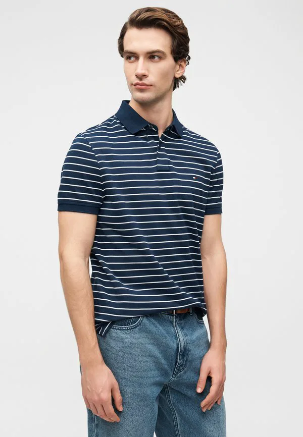 Рубашка-Поло из пике стандартного кроя 1985 года Tommy Hilfiger, Carbon Navy/Ivory Petal — фото 4