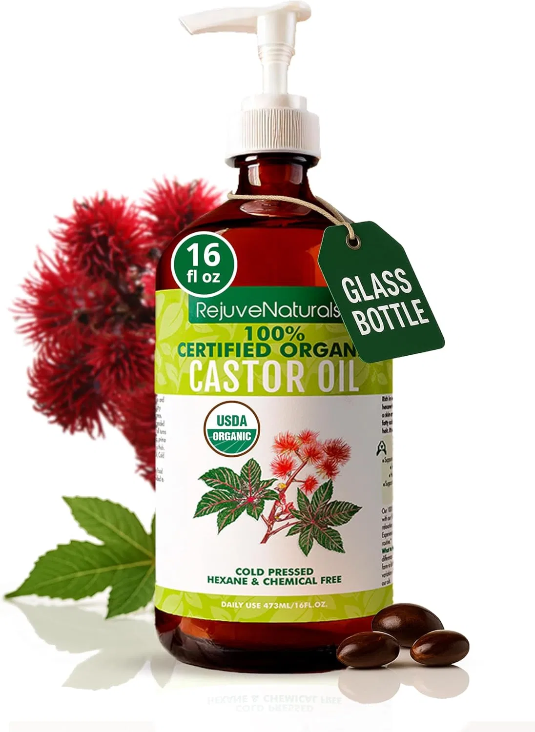 Органическое касторовое масло RejuveNaturals 473 мл Rejuvenaturals