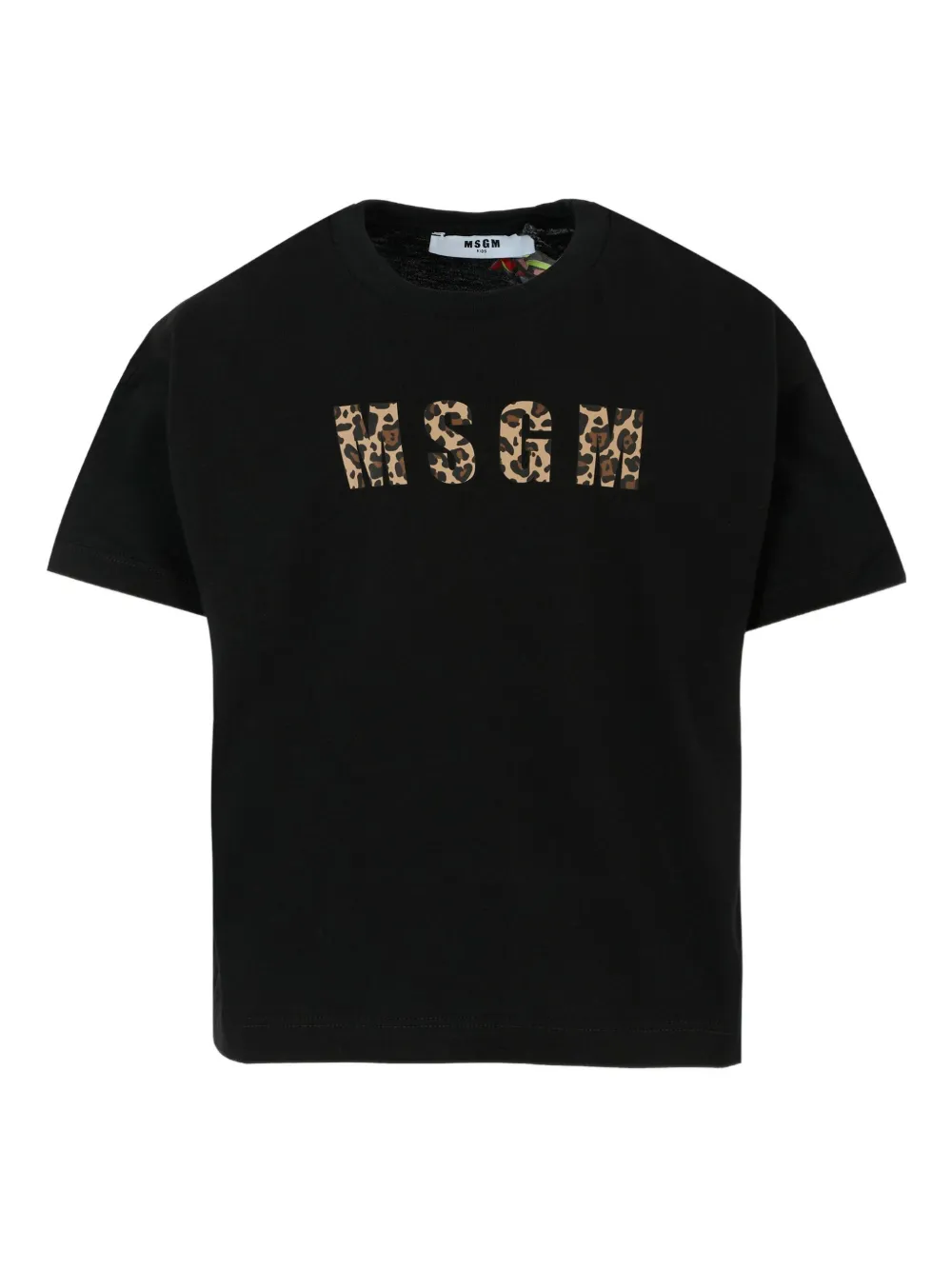 

Футболка с логотипом и леопардовым принтом MSGM Kids, черный