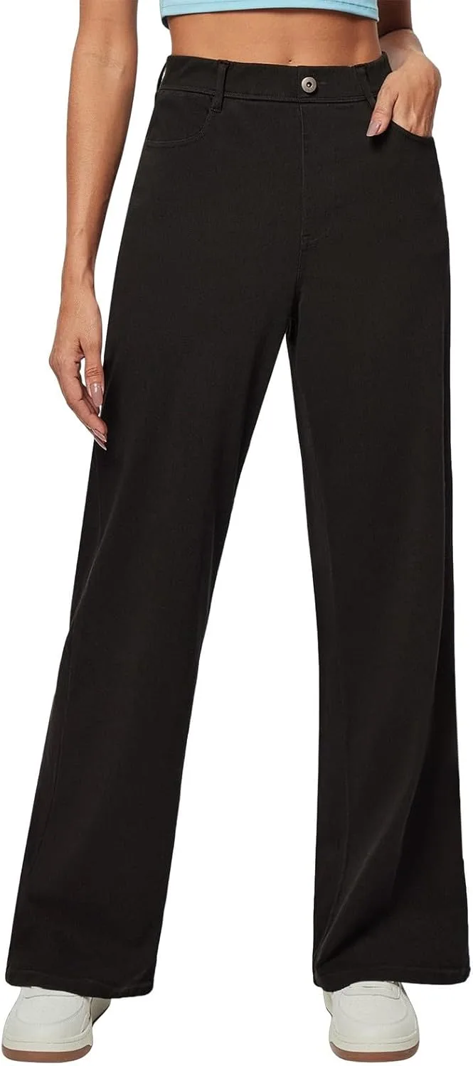 

Женские джинсы wide leg с высокой посадкой и эластичным поясом Likthione