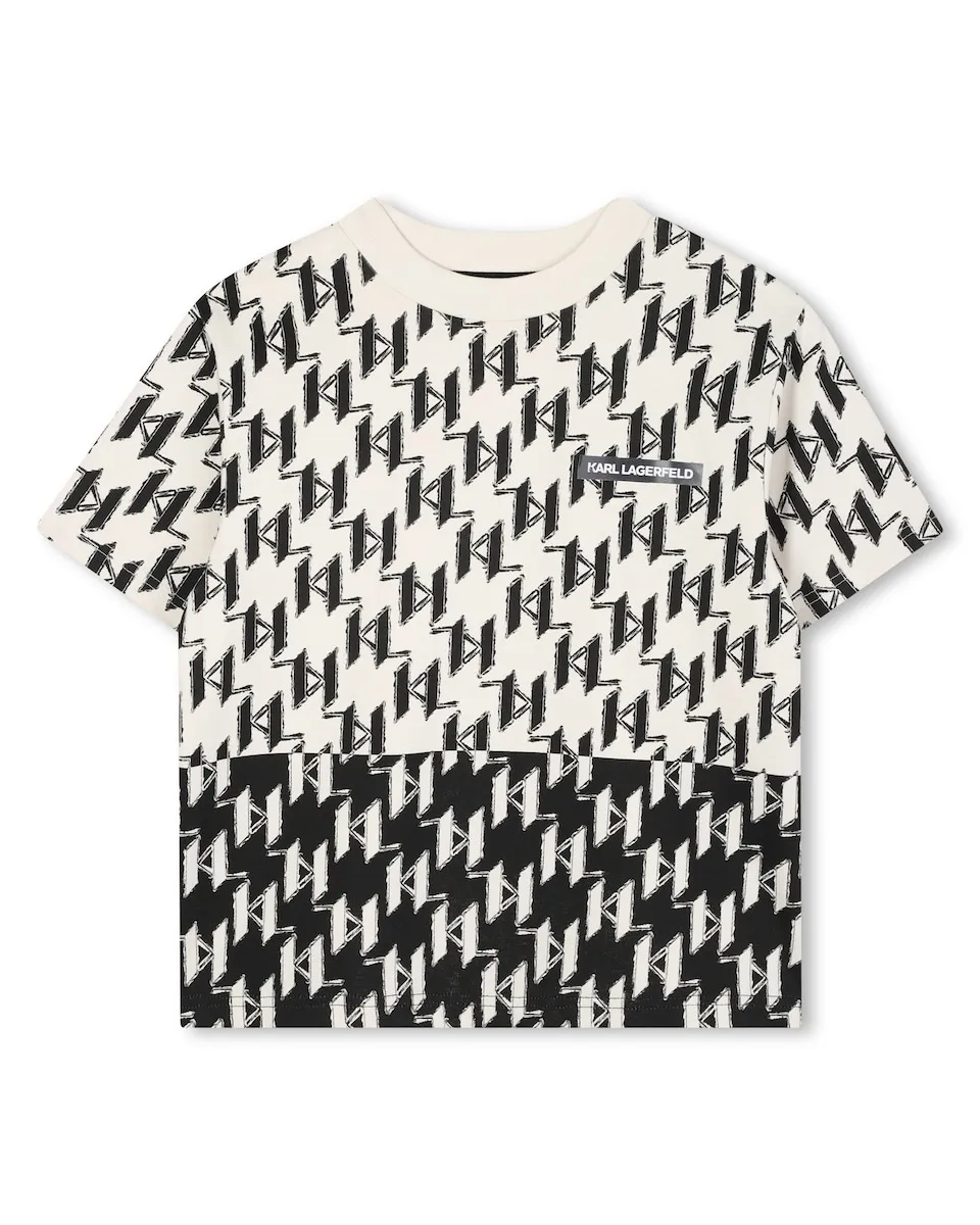 

Детская футболка черного цвета из хлопка Karl Lagerfeld Kids