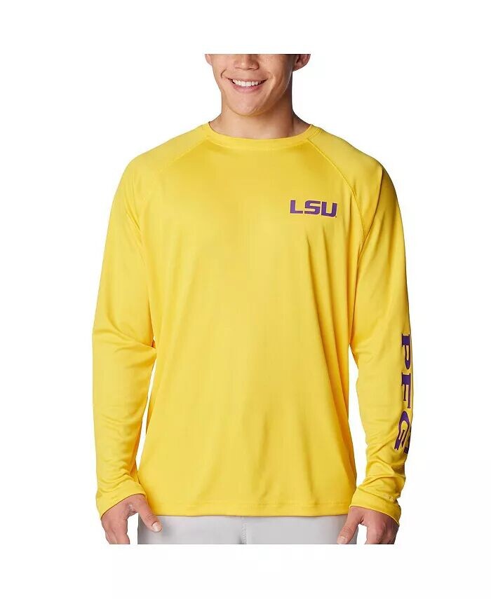 

Мужская золотая футболка LSU Tigers Terminal Tackle Omni-Shade Raglan с длинным рукавом Columbia