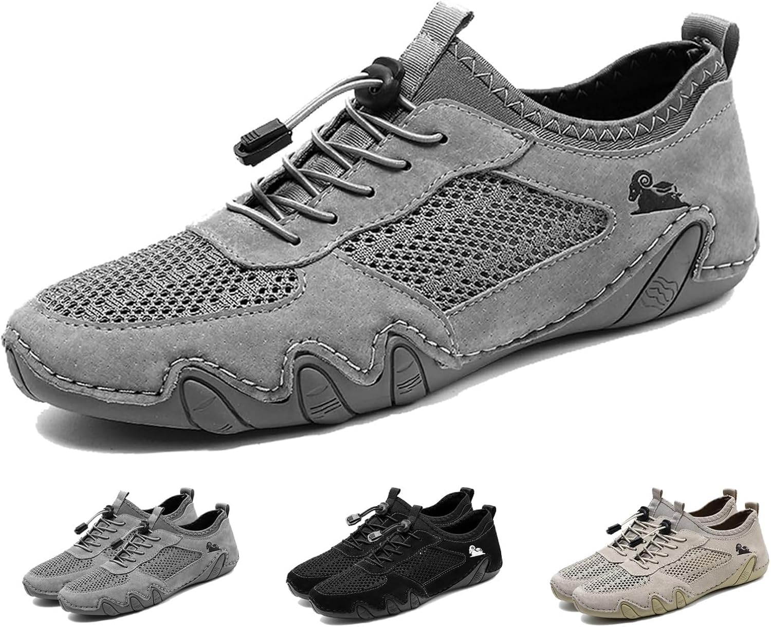 

Мужские летние спортивные туфли Boxpopla с сеткой для улицы, походов и прогулок, слипоны, дышащие, нескользящие, легкие кроссовки для кемпинга и вождения, серый