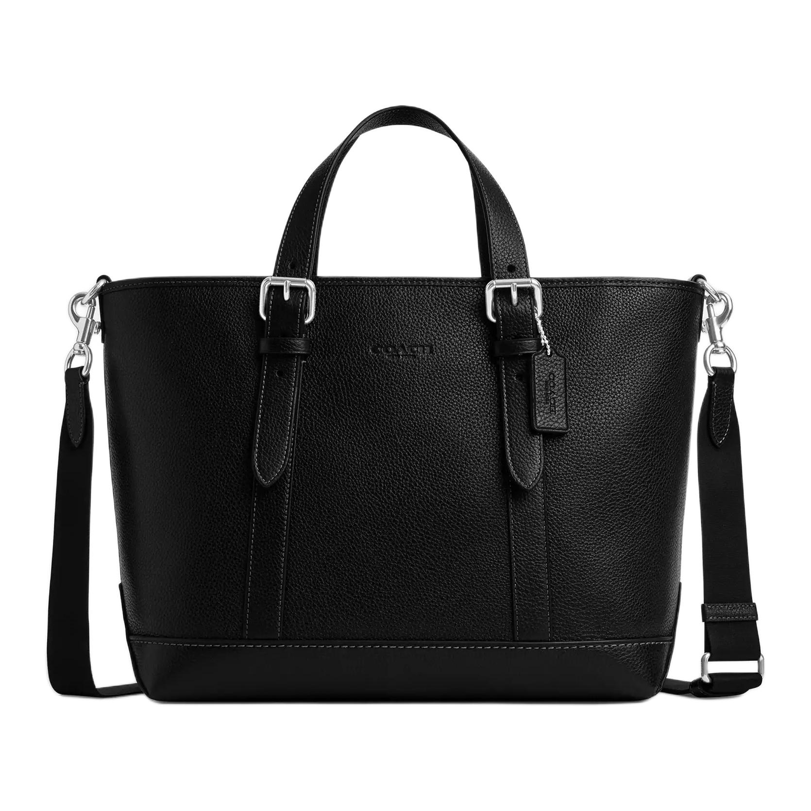 

COACH Сумка через плечо из кожи с эффектом личи, кросс-боди, большая унисекс сумка black