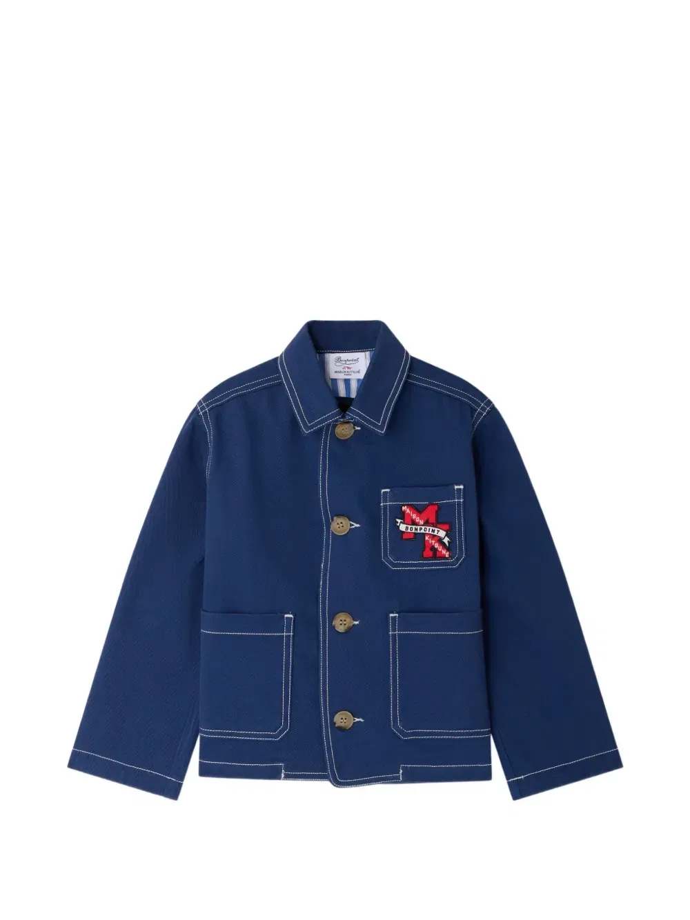 Куртка Linus с контрастной строчкой из коллаборации с Maison Kitsuné Bonpoint, синий