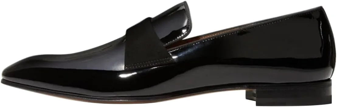 FSJ Men's Square Toe Slip-On Loafers Patent Leather Strap Across Comfortable Casual Formal Wedding Tuxedo Shoes Size 4-16 US, черный — фото 2