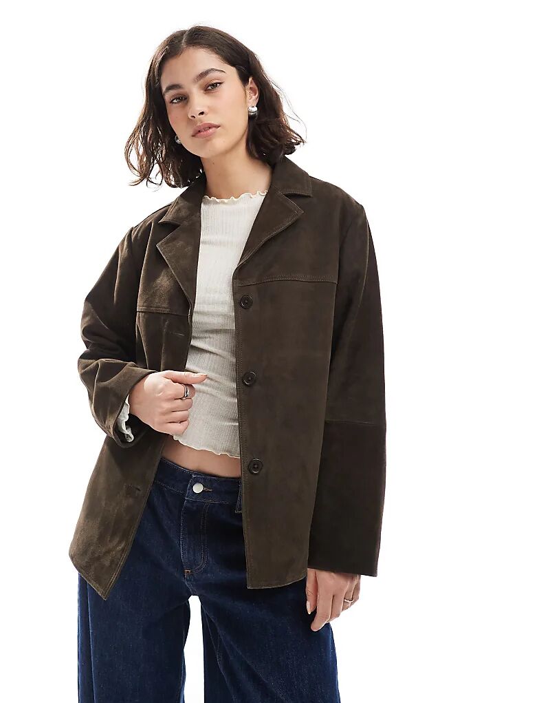 

Куртка из натуральной замши в стиле 70-х от ASOS DESIGN цвета темный мокко, Коричневый, Куртка из натуральной замши в стиле 70-х от ASOS DESIGN цвета темный мокко