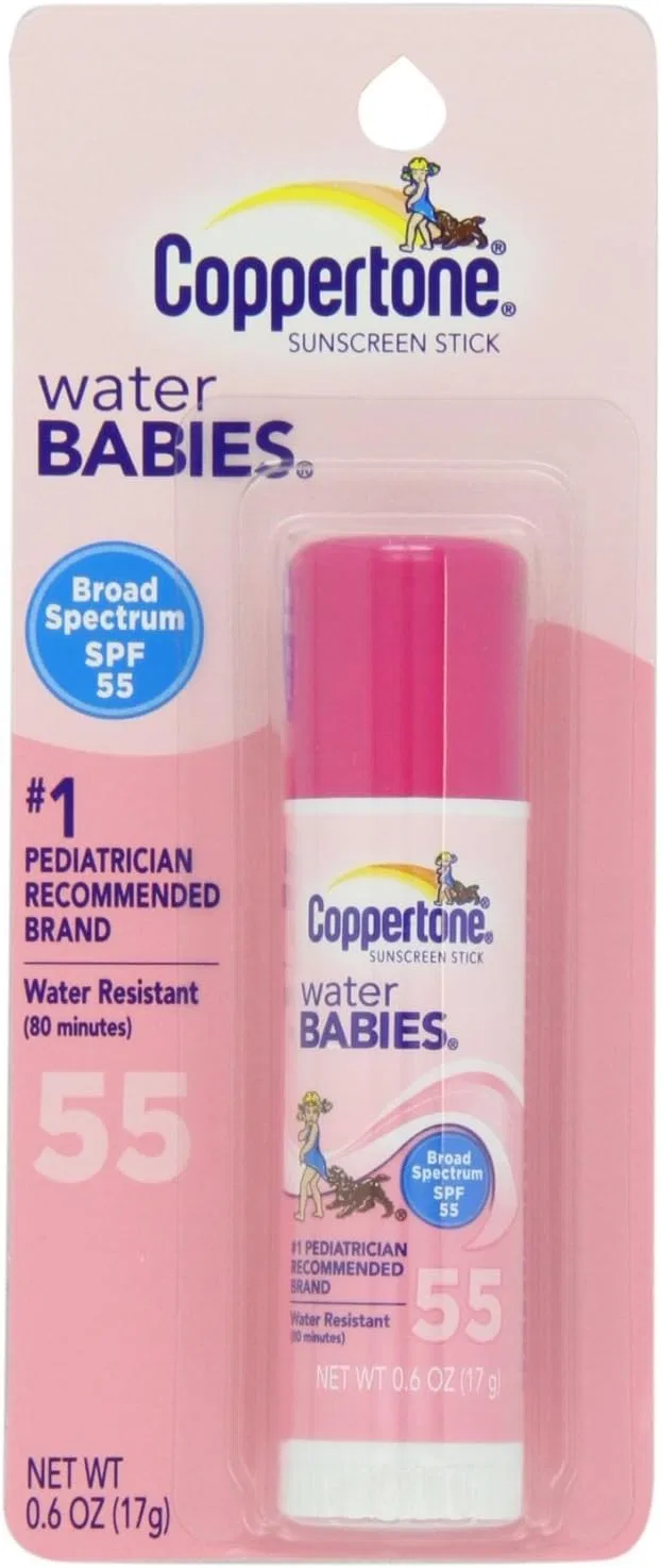 Солнцезащитный стик Coppertone WaterBABIES SPF 55, 0.6 унции, набор 3 шт