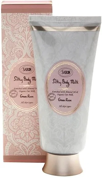 Лосьон для тела SABON Silky Body Milk, зеленый, роза, 200 мл