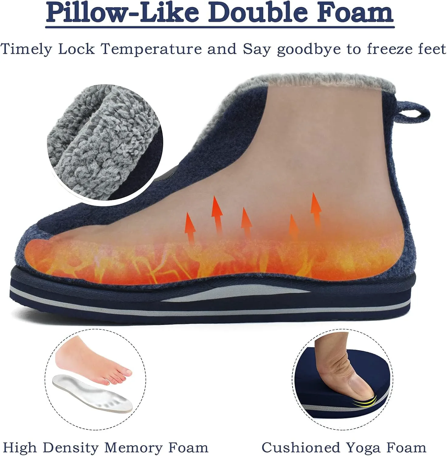 

Мужские домашние тапочки KuaiLu, сапожки с эффектом памяти, теплые плюшевые, зимние, войлочные, для дома и спальни, носки-тапочки для улицы и дома, нескользящие, синий